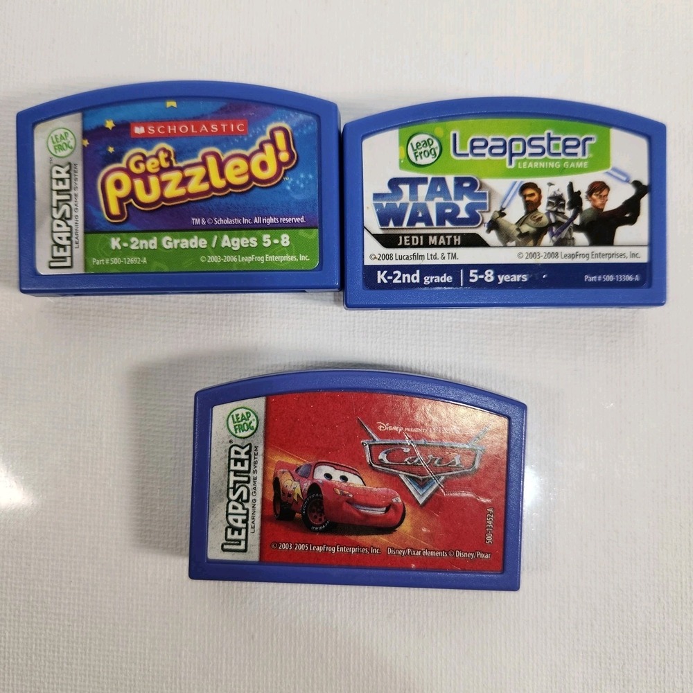 LeapFrog Leapster Game Cartridges Lot of 3 Get Puzzled/ Cars/ Star Wars